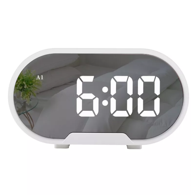 Jam Alarm Cermin Meja LED 5,5 Inci