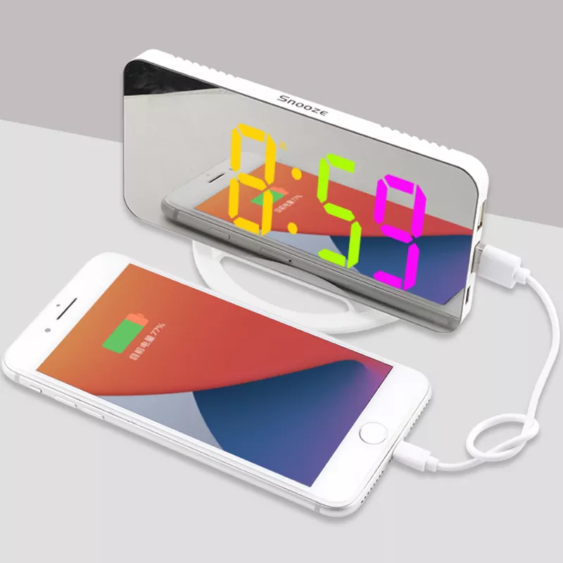 Jam Cermin RGB Pengisian Daya USB